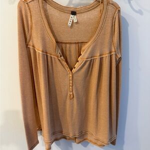 We The Free Light Brown Long Sleeve Top